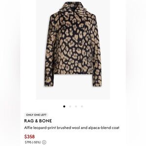 rag & bone Leopard-Print Double-Breasted Coat in Black and Tan